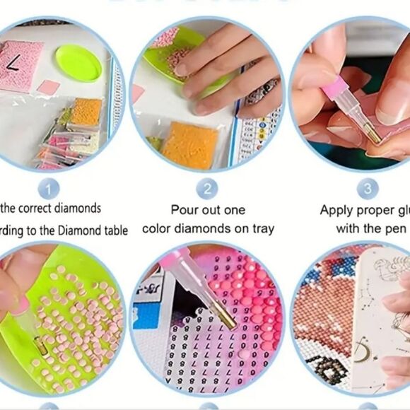 Diamond Painting Kit,  NEW, Flowers 💐 in back of Blue Truck - Picture 4 of 4